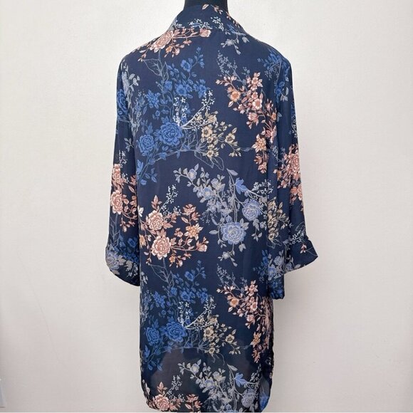 Tahari Womens S/M Open Floral Drape Kimono - Picture 3 of 13
